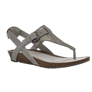 Teva gray metallic Mahonia 3 point wedge sandals cork sole women’s 8